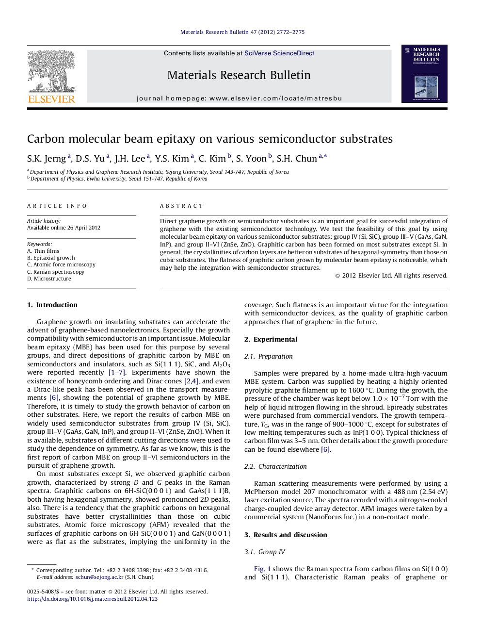 Carbon molecular beam epitaxy on various semiconductor substrates