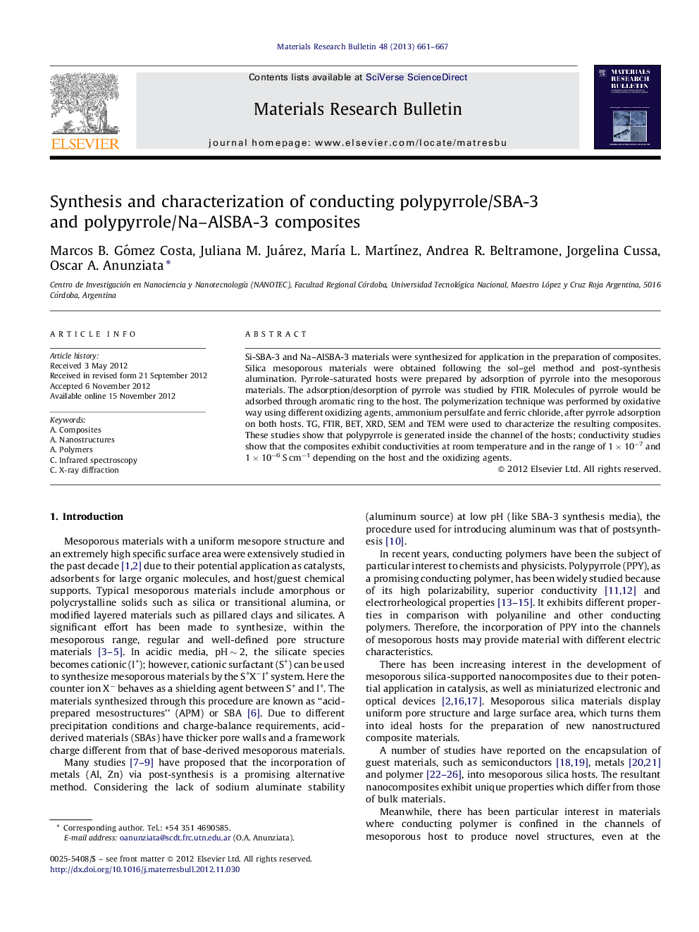 Synthesis and characterization of conducting polypyrrole/SBA-3 and polypyrrole/Na–AlSBA-3 composites