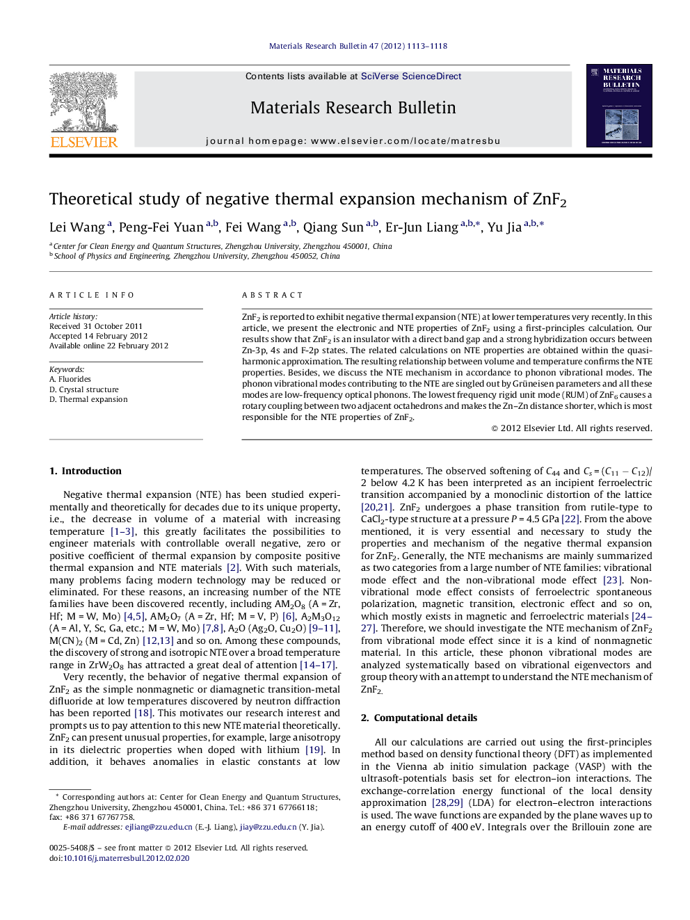 Theoretical study of negative thermal expansion mechanism of ZnF2