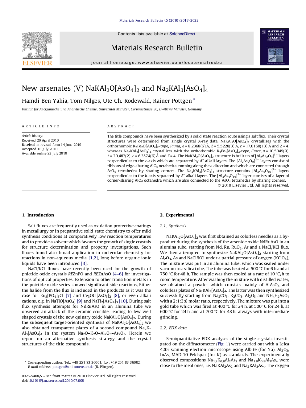 New arsenates (V) NaKAl2O[AsO4]2 and Na2KAl3[AsO4]4
