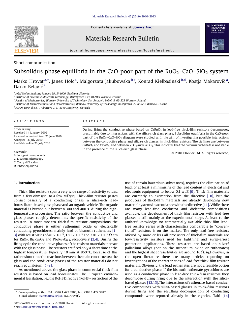 Subsolidus phase equilibria in the CaO-poor part of the RuO2–CaO–SiO2 system