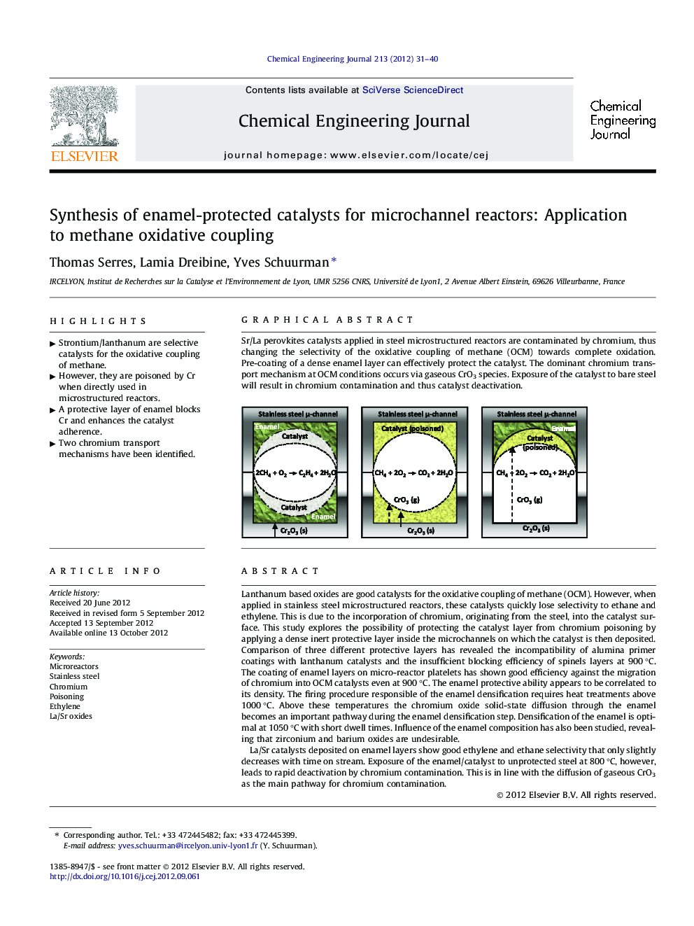 Synthesis of enamel-protected catalysts for microchannel reactors: Application to methane oxidative coupling