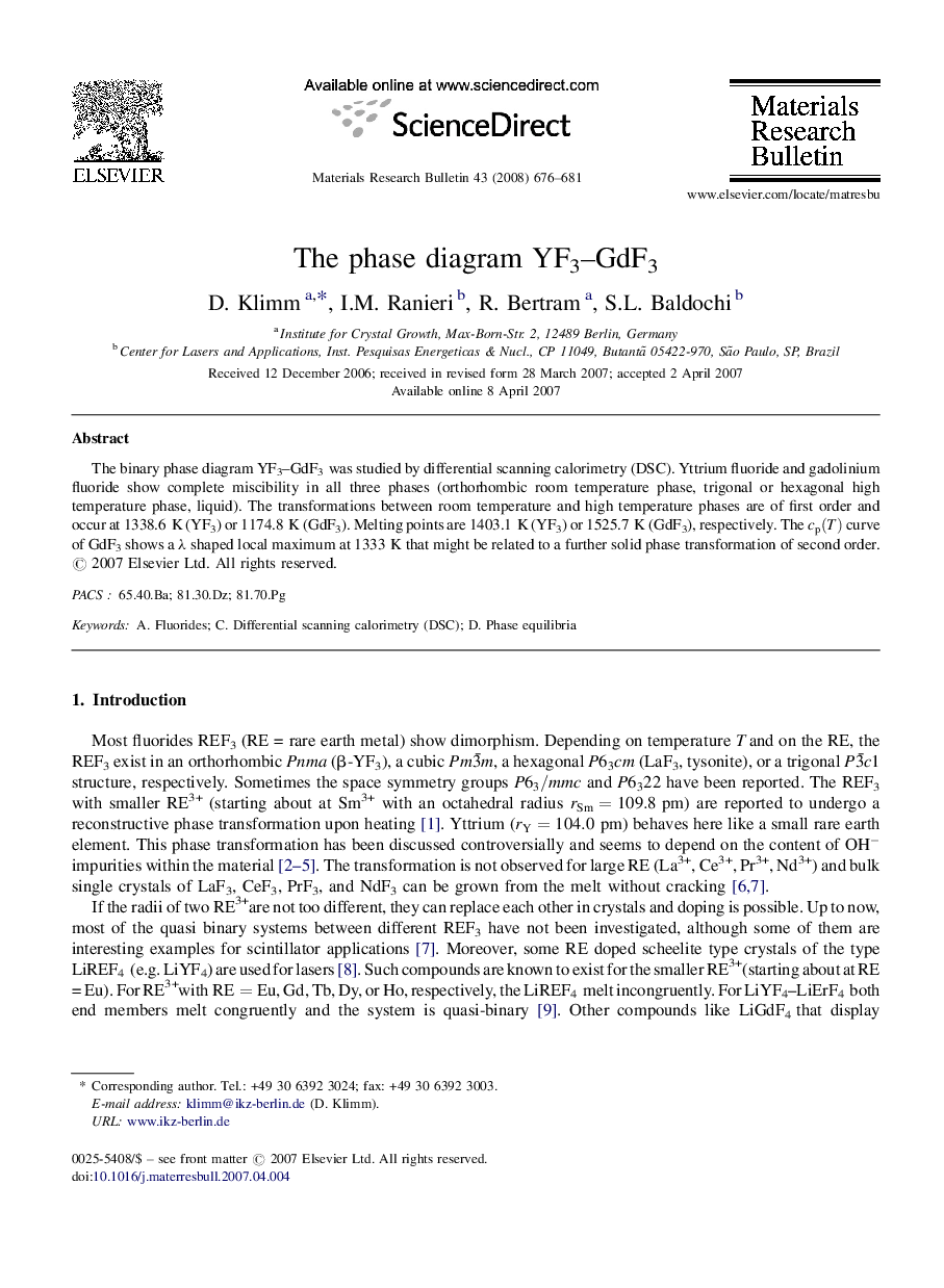 The phase diagram YF3–GdF3