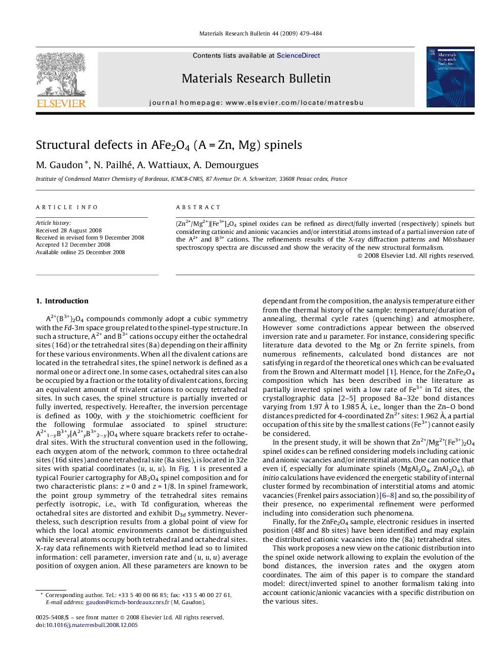 Structural defects in AFe2O4 (A = Zn, Mg) spinels