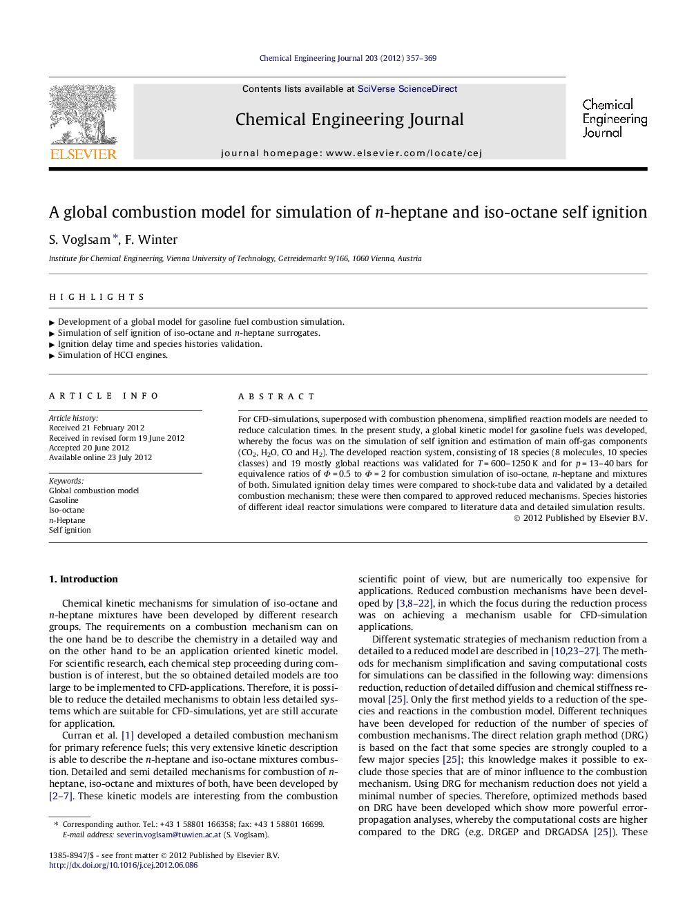 A global combustion model for simulation of n-heptane and iso-octane self ignition