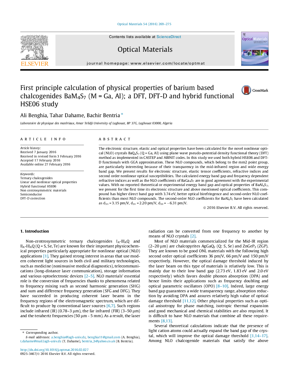 First principle calculation of physical properties of barium based chalcogenides BaM4S7 (M = Ga, Al); a DFT, DFT-D and hybrid functional HSE06 study