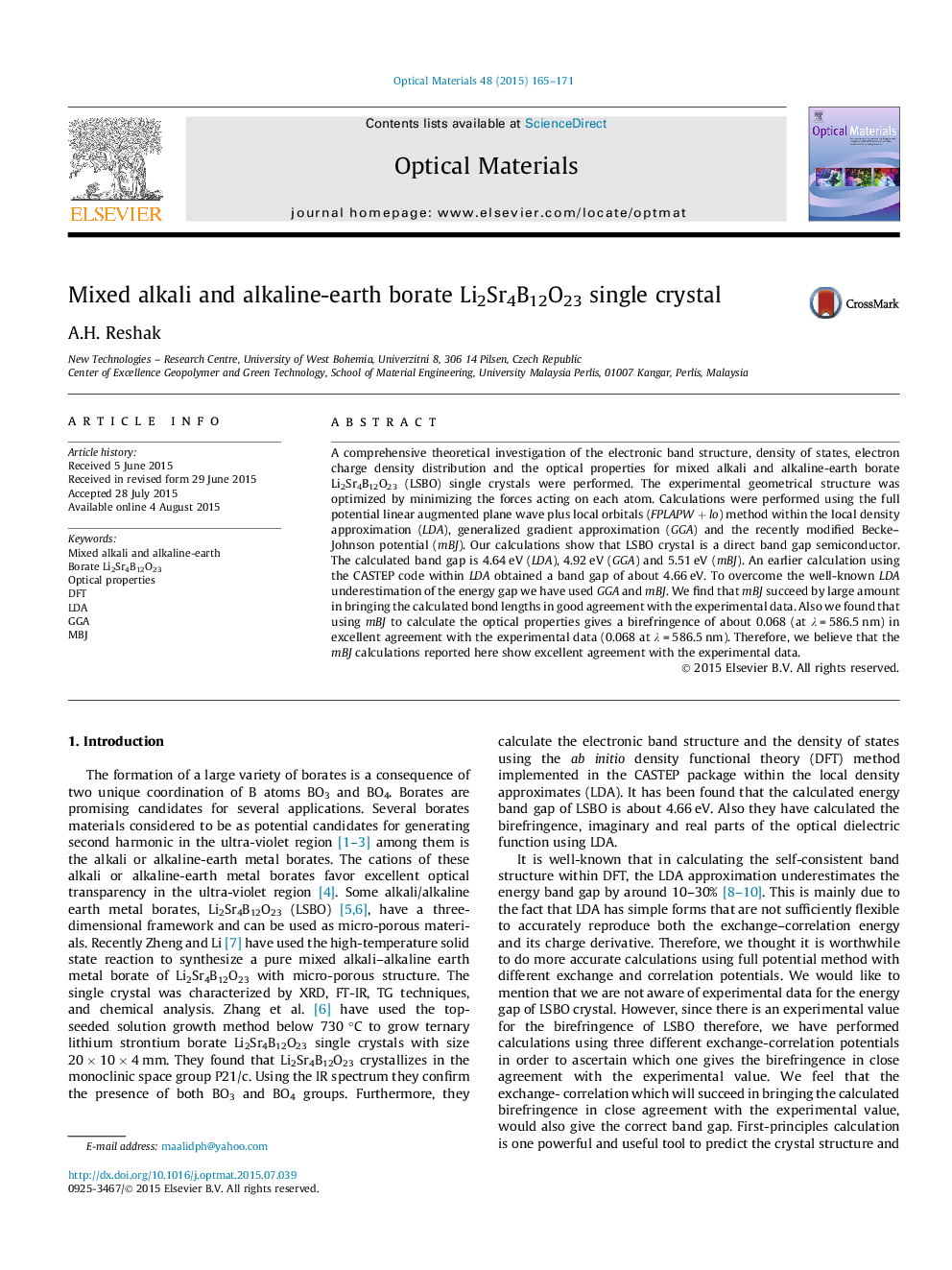 Mixed alkali and alkaline-earth borate Li2Sr4B12O23 single crystal