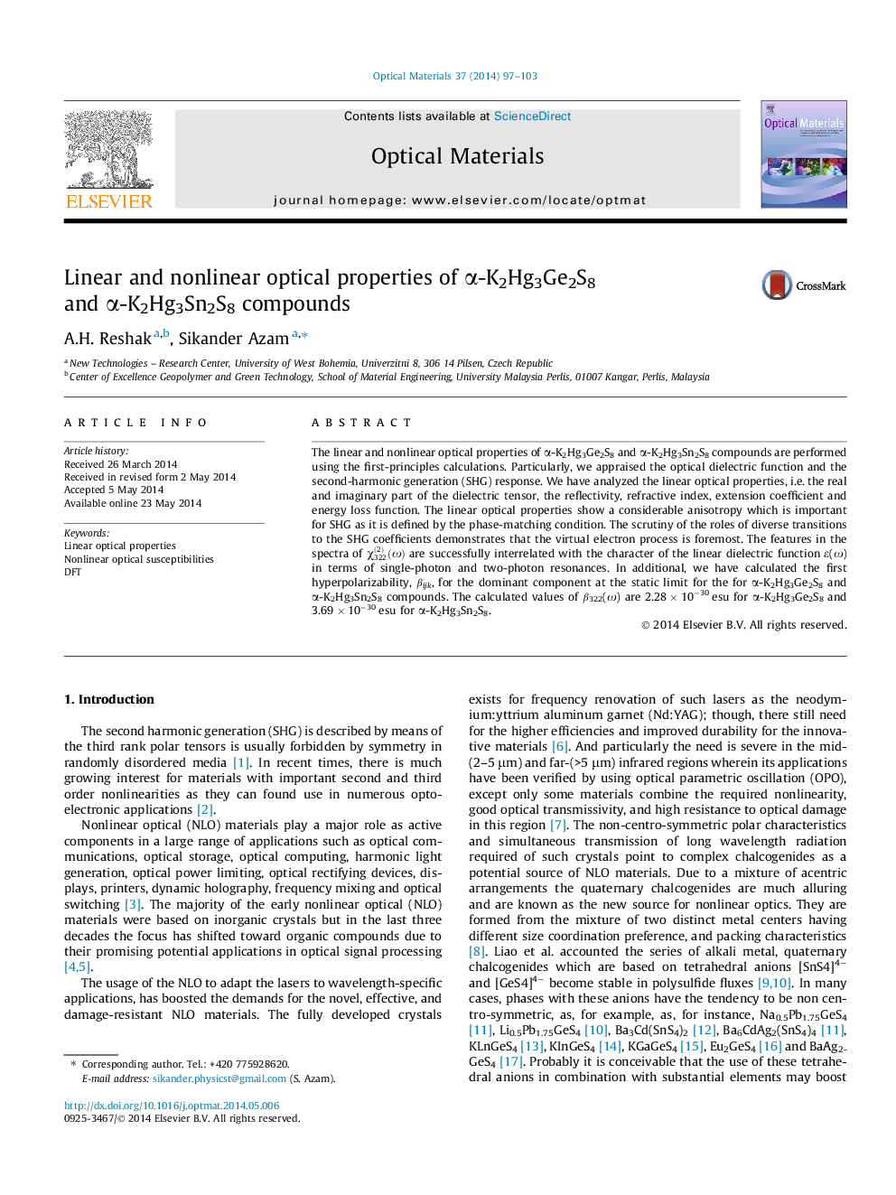 Linear and nonlinear optical properties of Î±-K2Hg3Ge2S8 and Î±-K2Hg3Sn2S8 compounds