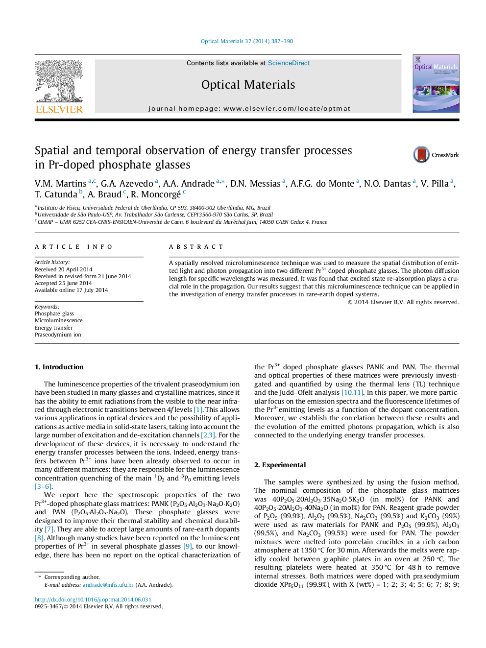 Spatial and temporal observation of energy transfer processes in Pr-doped phosphate glasses