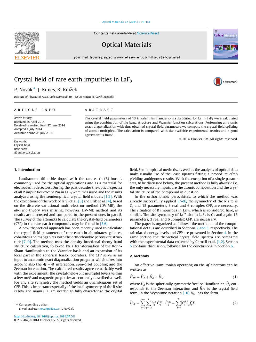 Crystal field of rare earth impurities in LaF3