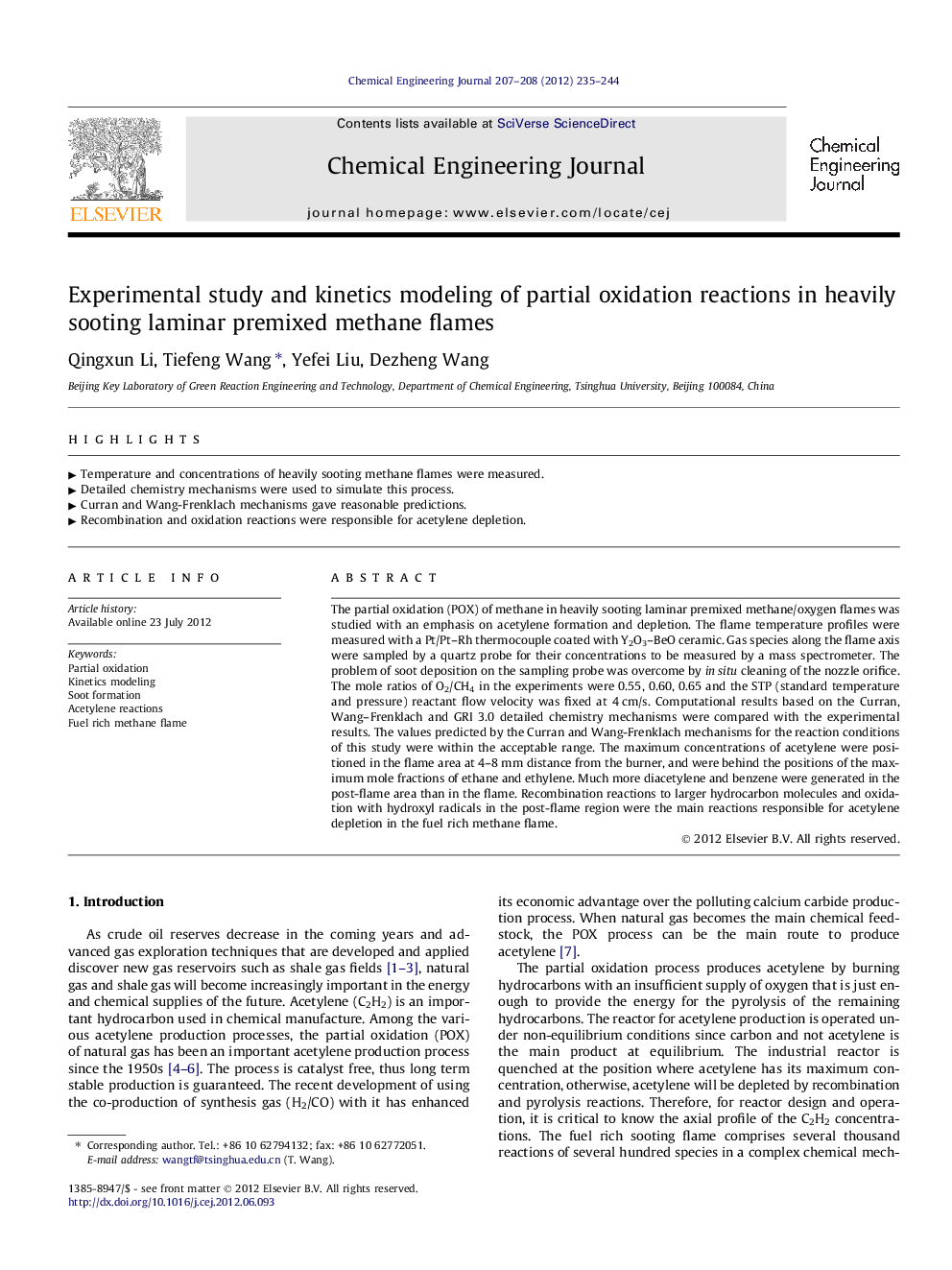 Experimental study and kinetics modeling of partial oxidation reactions in heavily sooting laminar premixed methane flames