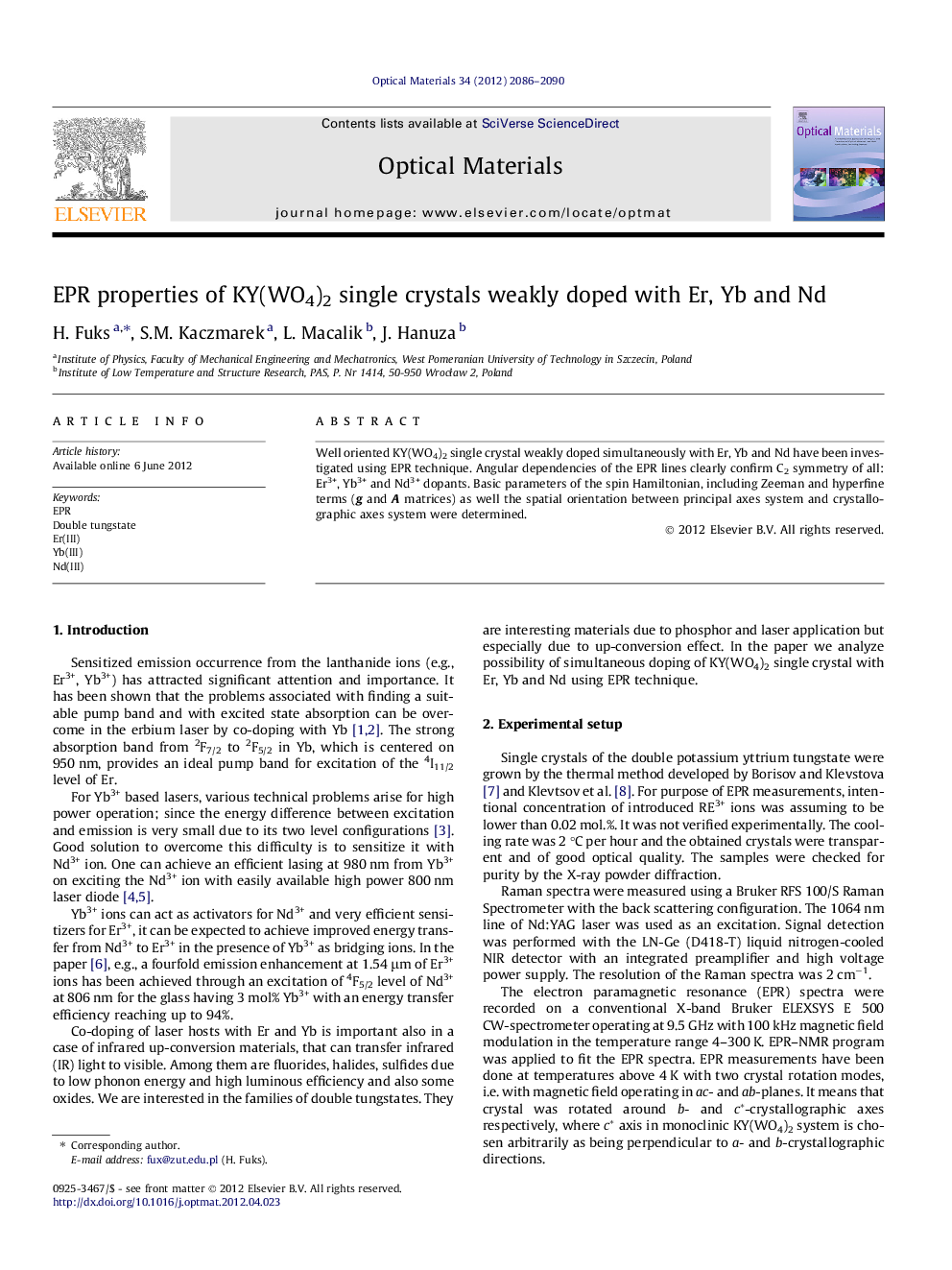 EPR properties of KY(WO4)2 single crystals weakly doped with Er, Yb and Nd