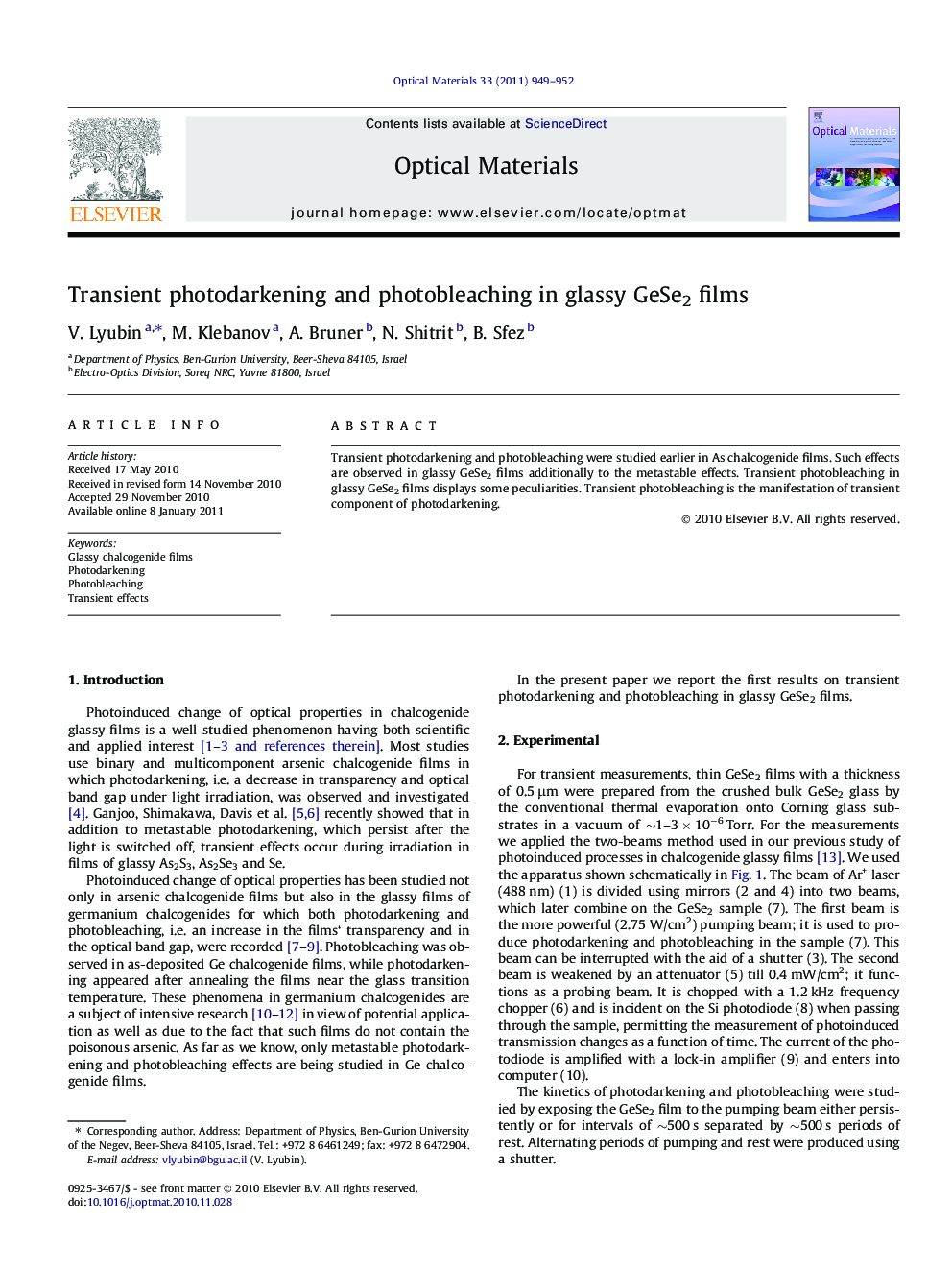 Transient photodarkening and photobleaching in glassy GeSe2 films