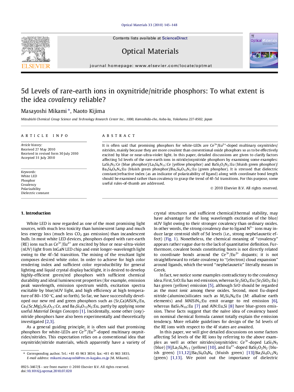 5d Levels of rare-earth ions in oxynitride/nitride phosphors: To what extent is the idea covalency reliable?