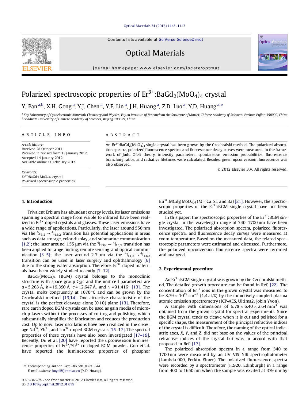 Polarized spectroscopic properties of Er3+:BaGd2(MoO4)4 crystal