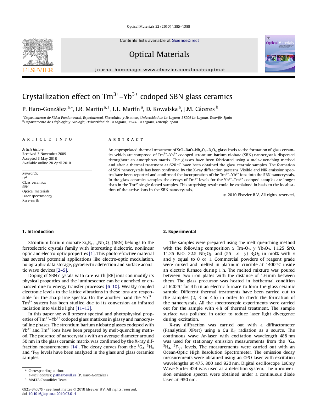 Crystallization effect on Tm3+–Yb3+ codoped SBN glass ceramics