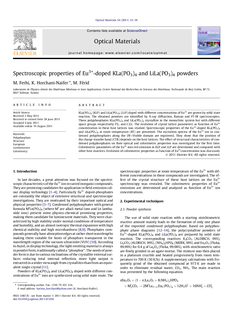 Spectroscopic properties of Eu3+-doped KLa(PO3)4 and LiLa(PO3)4 powders