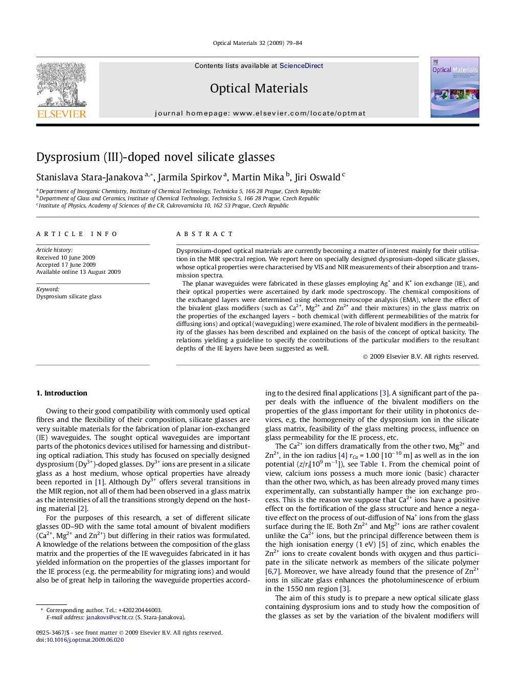 Dysprosium (III)-doped novel silicate glasses