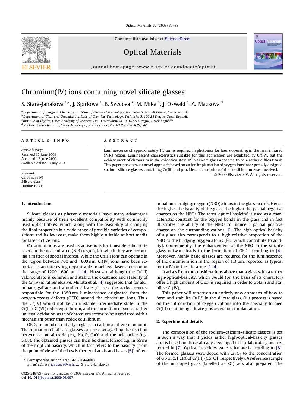 Chromium(IV) ions containing novel silicate glasses