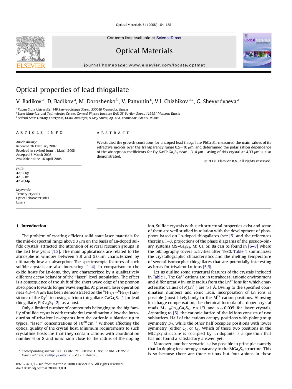 Optical properties of lead thiogallate