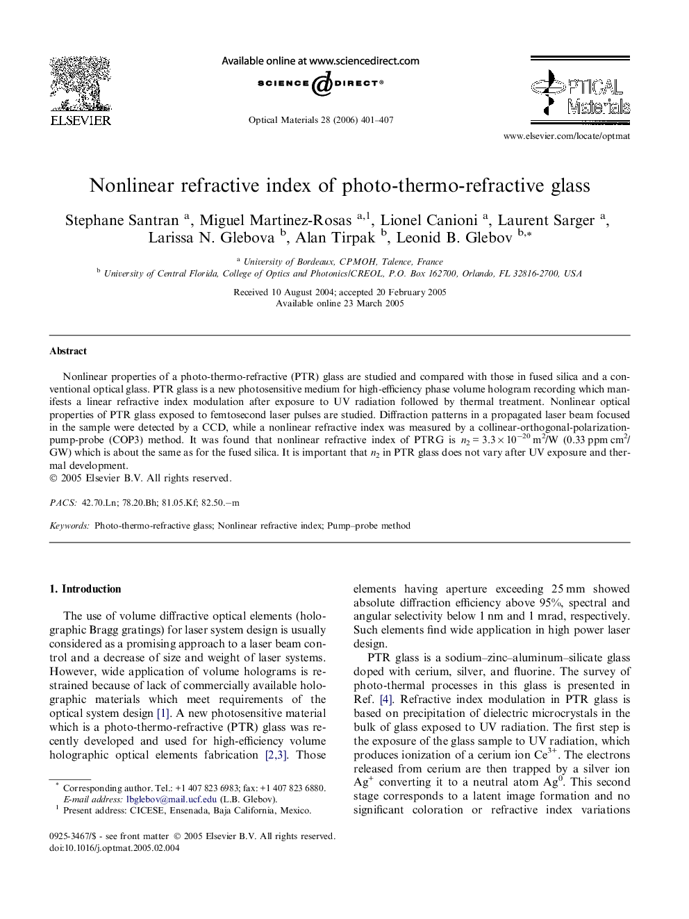 Nonlinear refractive index of photo-thermo-refractive glass