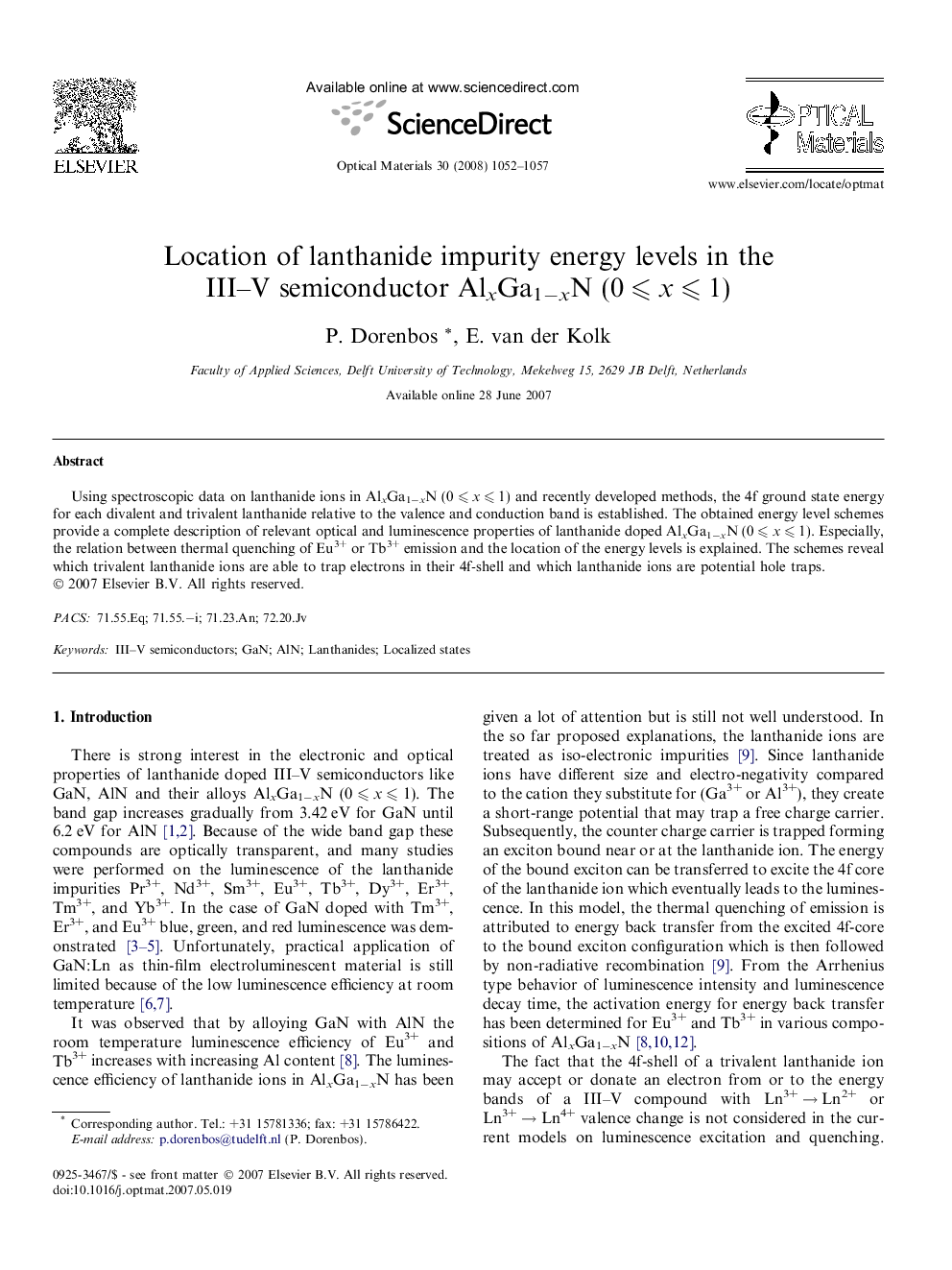 Location of lanthanide impurity energy levels in the III–V semiconductor AlxGa1−xN (0 ⩽ x ⩽ 1)