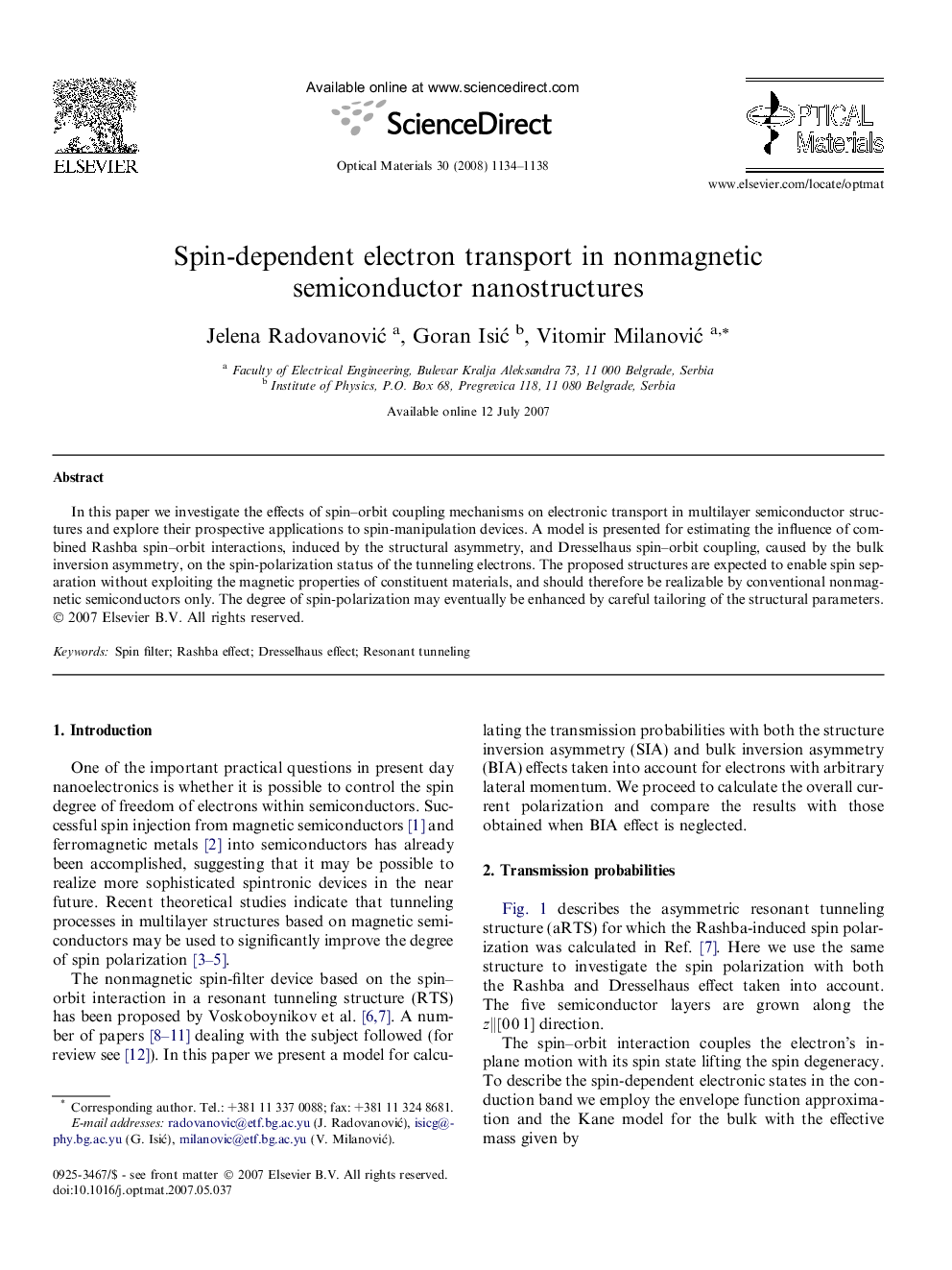 Spin-dependent electron transport in nonmagnetic semiconductor nanostructures