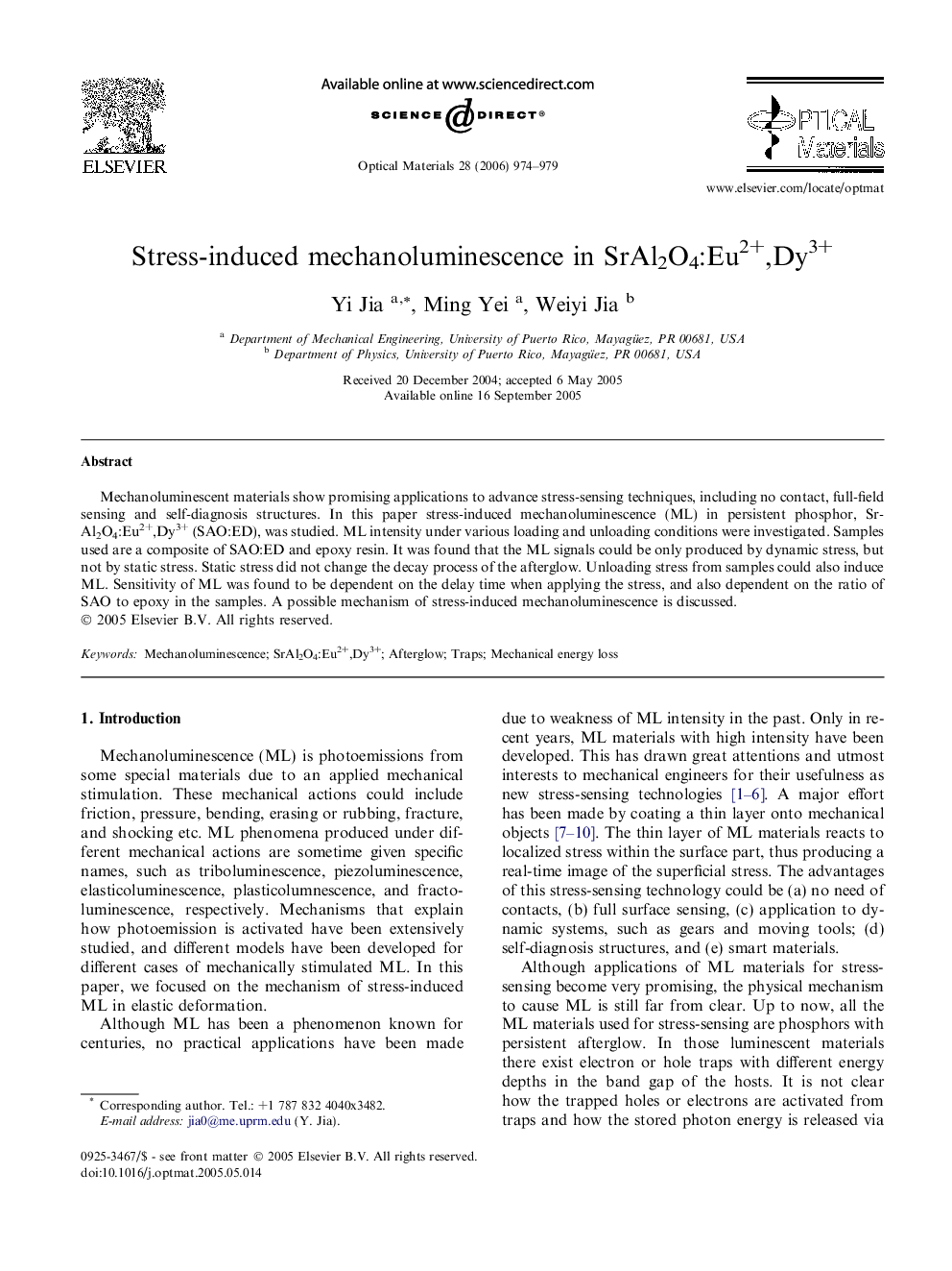 Stress-induced mechanoluminescence in SrAl2O4:Eu2+,Dy3+