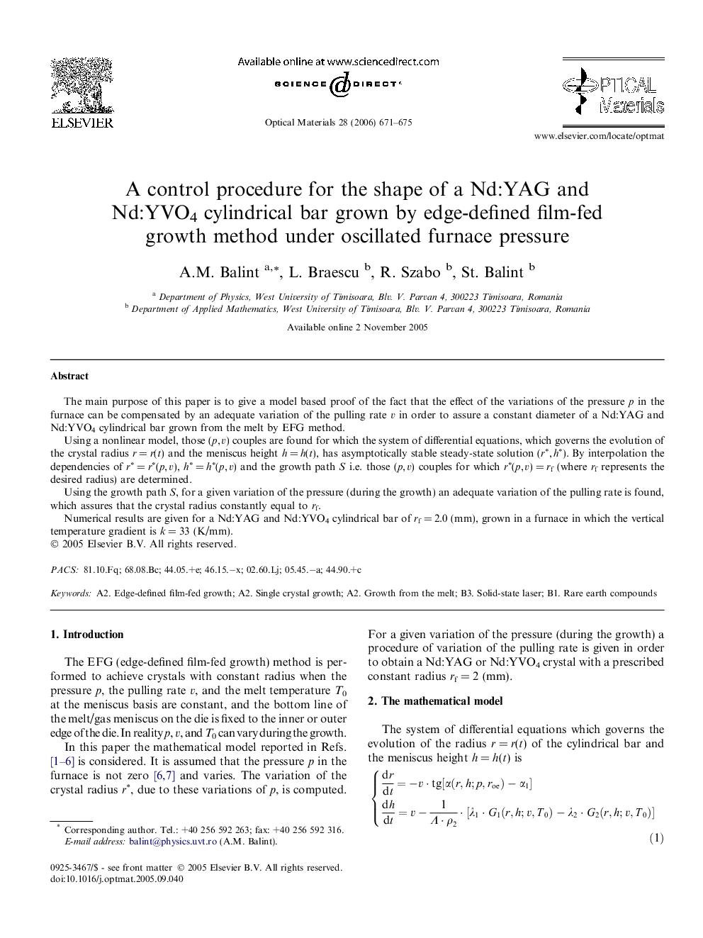 A control procedure for the shape of a Nd:YAG and Nd:YVO4 cylindrical bar grown by edge-defined film-fed growth method under oscillated furnace pressure