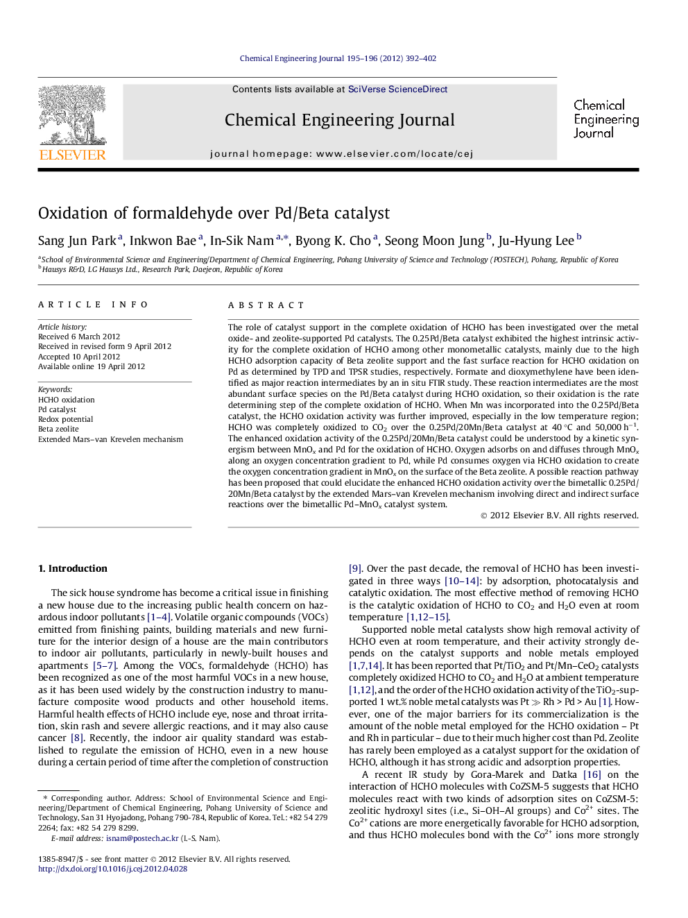 Oxidation of formaldehyde over Pd/Beta catalyst