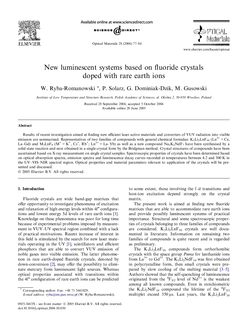 New luminescent systems based on fluoride crystals doped with rare earth ions