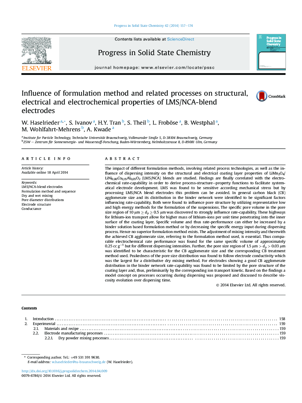 Influence of formulation method and related processes on structural, electrical and electrochemical properties of LMS/NCA-blend electrodes