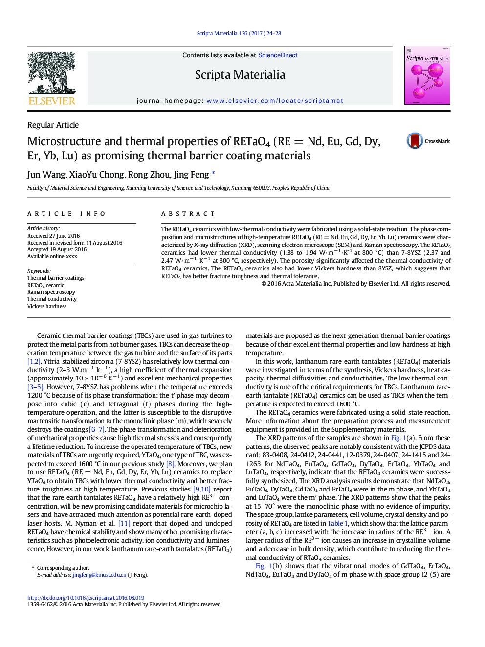 Microstructure and thermal properties of RETaO4 (RE = Nd, Eu, Gd, Dy, Er, Yb, Lu) as promising thermal barrier coating materials