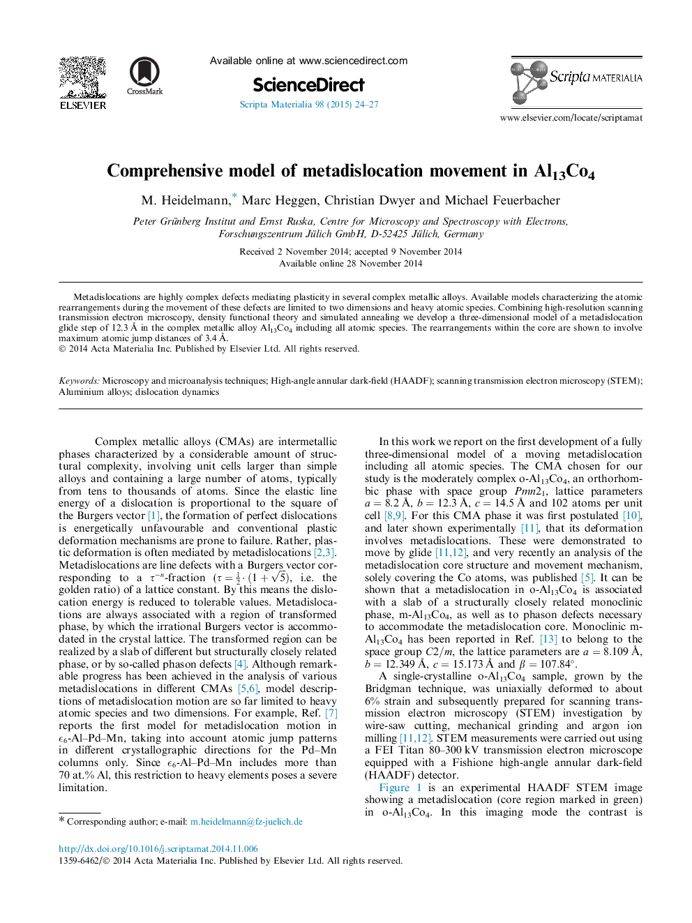 Comprehensive model of metadislocation movement in Al13Co4