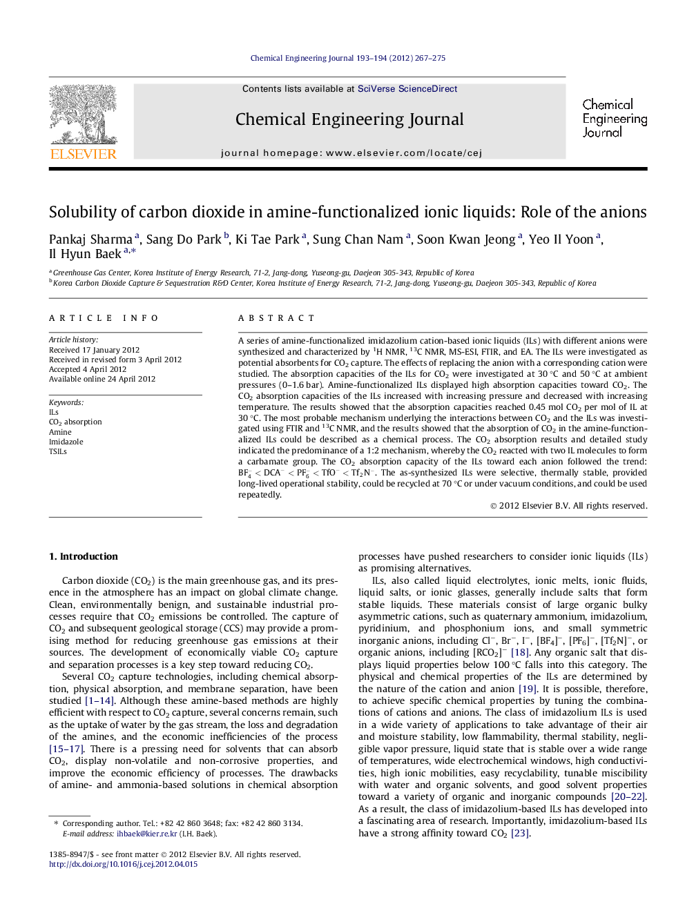 Solubility of carbon dioxide in amine-functionalized ionic liquids: Role of the anions