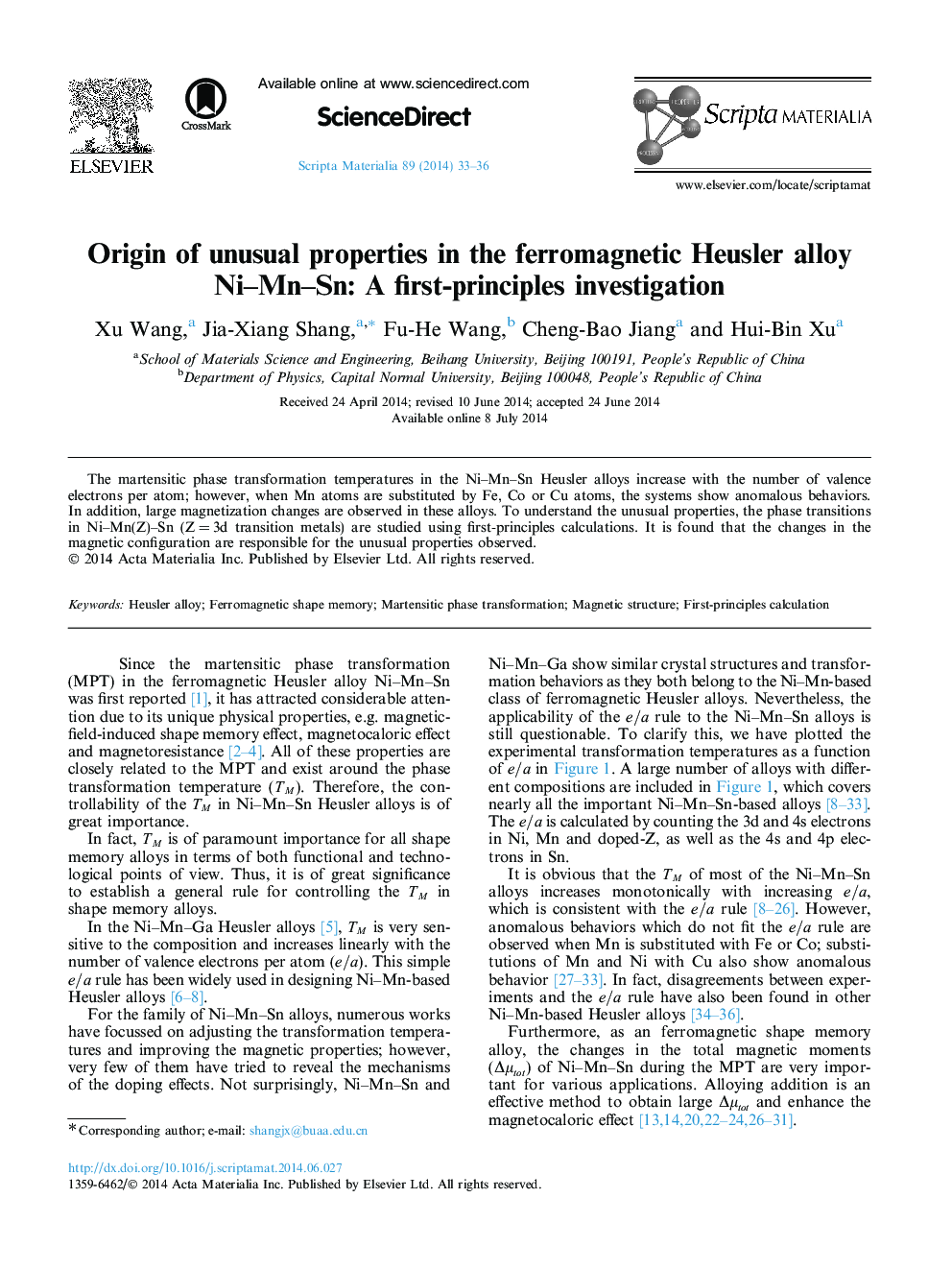 Origin of unusual properties in the ferromagnetic Heusler alloy Ni–Mn–Sn: A first-principles investigation