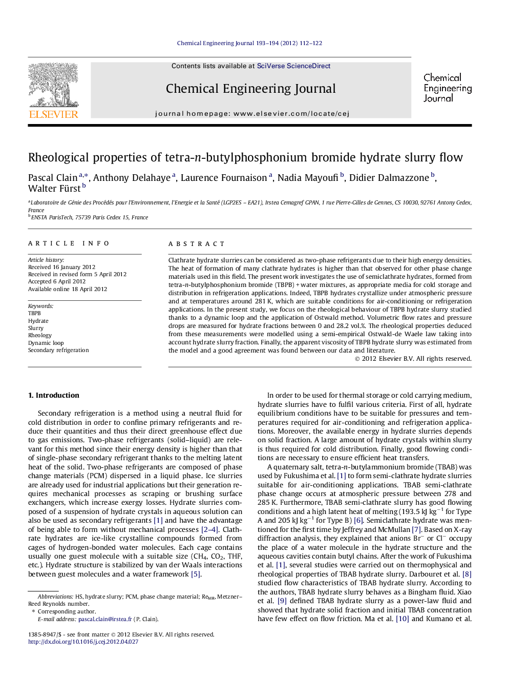 Rheological properties of tetra-n-butylphosphonium bromide hydrate slurry flow