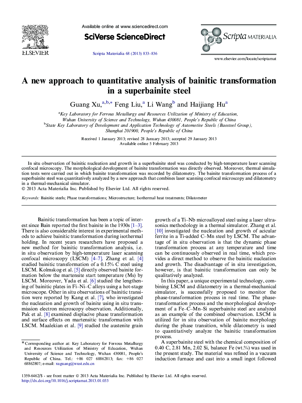 A new approach to quantitative analysis of bainitic transformation in a superbainite steel