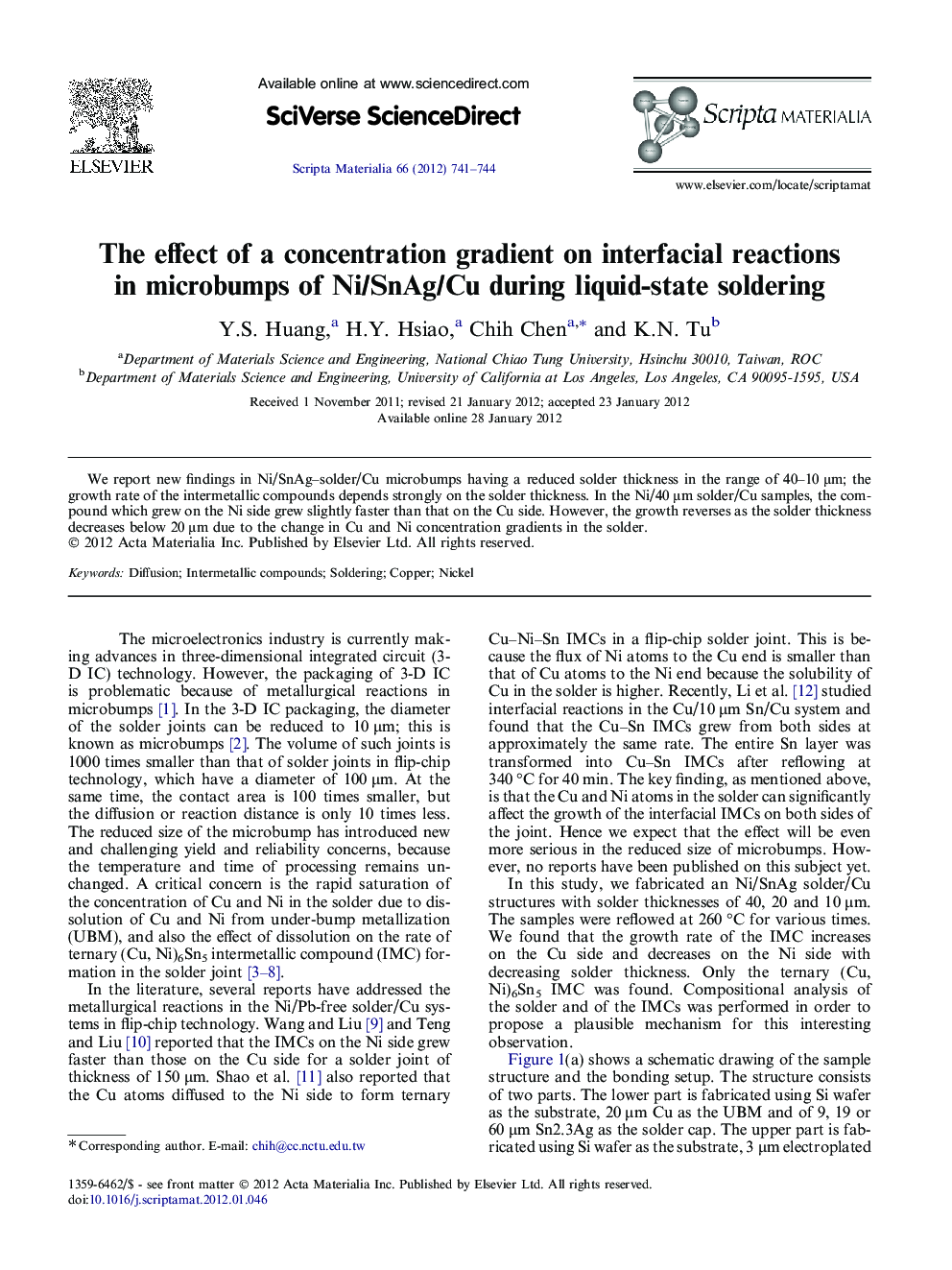 The effect of a concentration gradient on interfacial reactions in microbumps of Ni/SnAg/Cu during liquid-state soldering