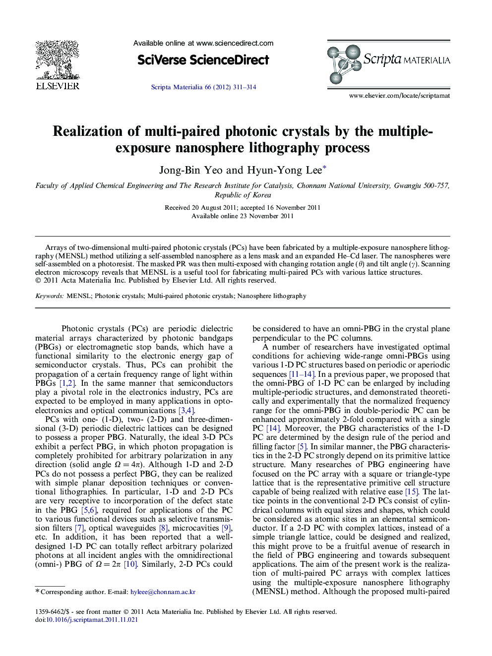 Realization of multi-paired photonic crystals by the multiple-exposure nanosphere lithography process