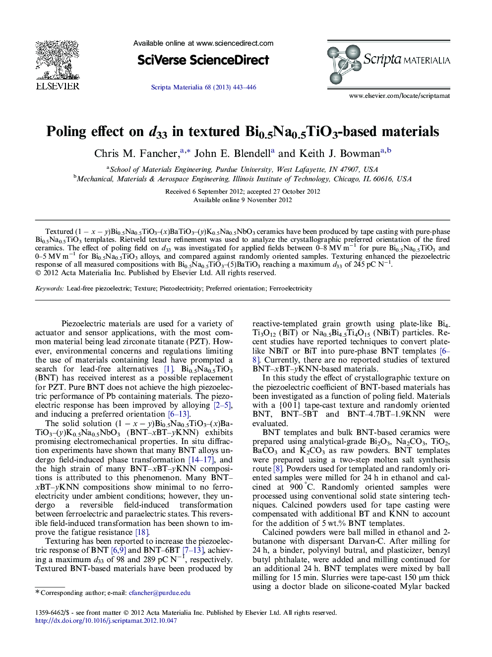 Poling effect on d33 in textured Bi0.5Na0.5TiO3-based materials