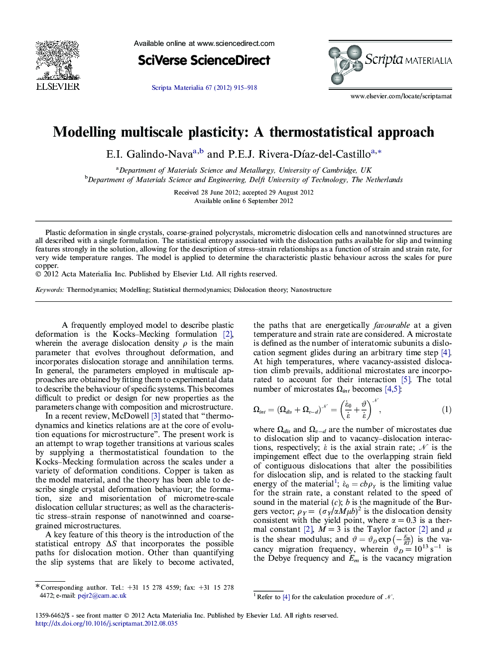 Modelling multiscale plasticity: A thermostatistical approach