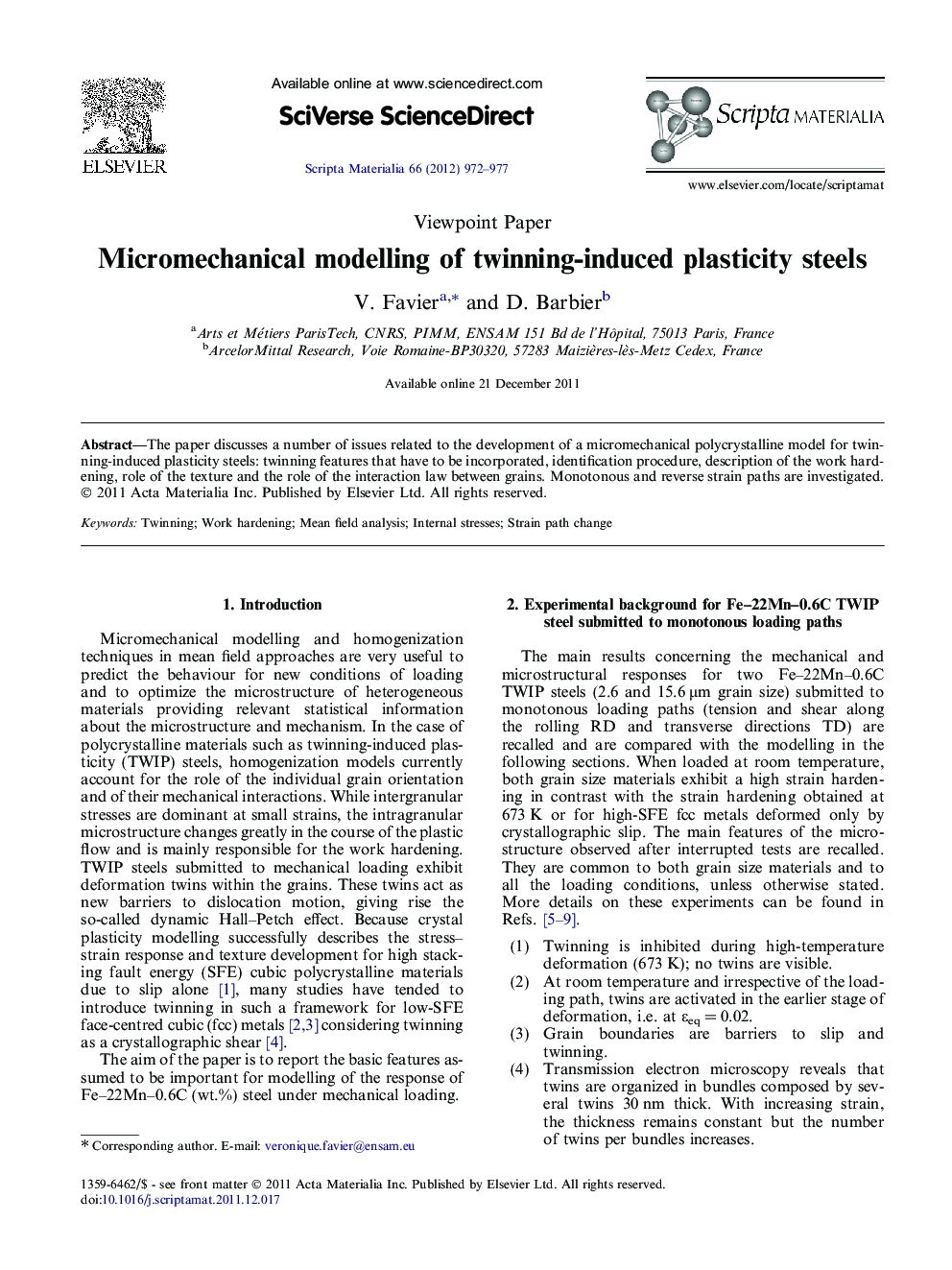 Micromechanical modelling of twinning-induced plasticity steels