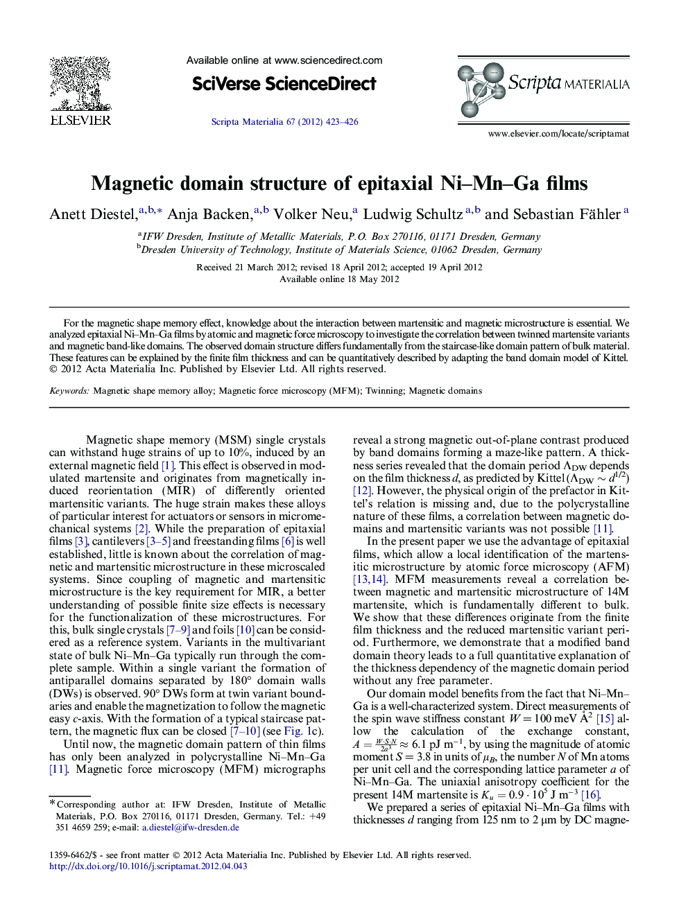 Magnetic domain structure of epitaxial Ni–Mn–Ga films