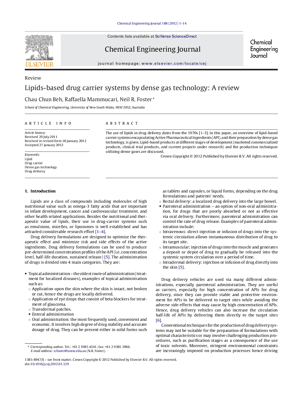 Lipids-based drug carrier systems by dense gas technology: A review