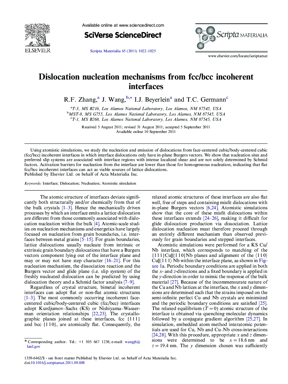 Dislocation nucleation mechanisms from fcc/bcc incoherent interfaces