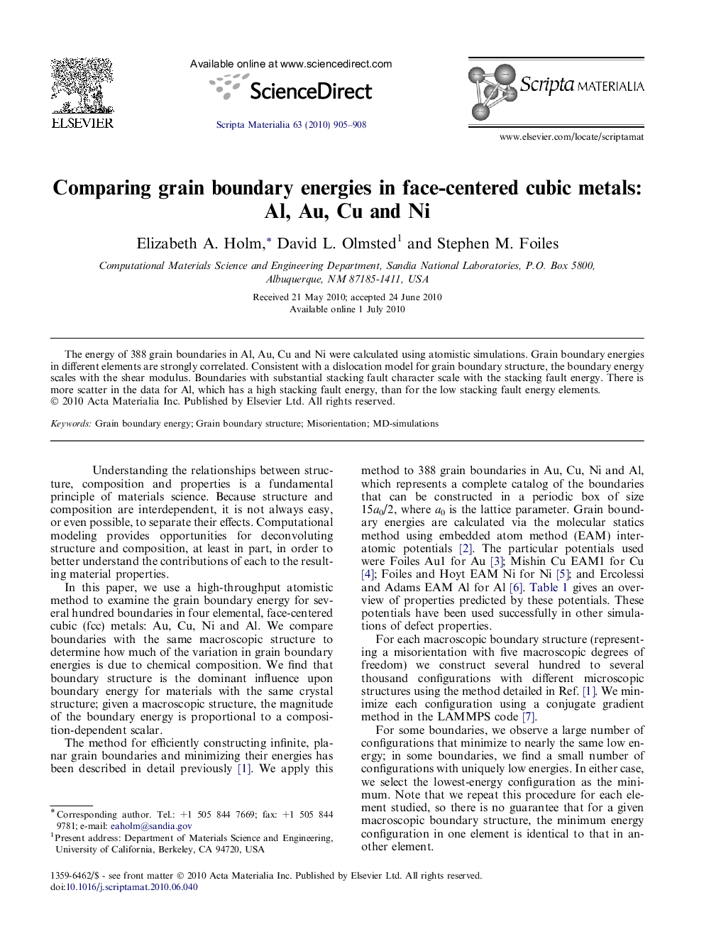 Comparing grain boundary energies in face-centered cubic metals: Al, Au, Cu and Ni