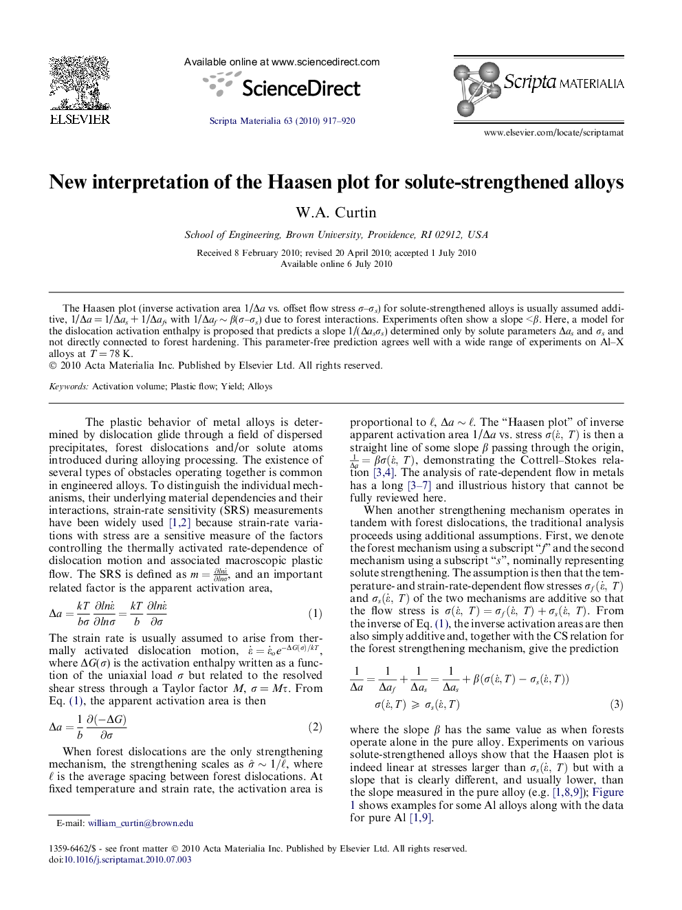 New interpretation of the Haasen plot for solute-strengthened alloys