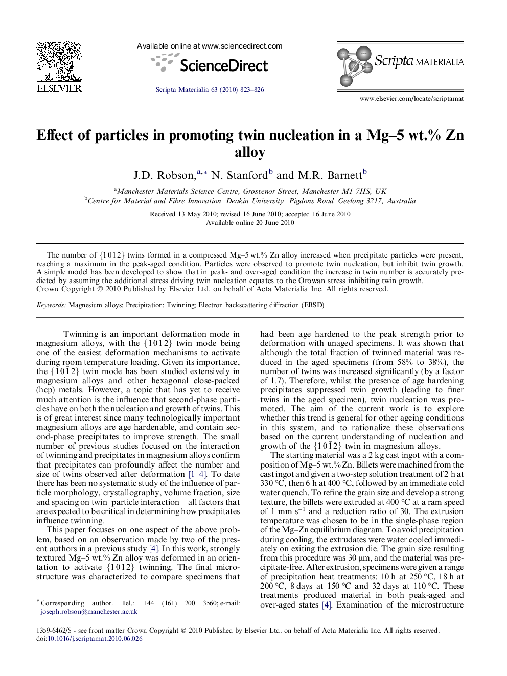 Effect of particles in promoting twin nucleation in a Mg–5 wt.% Zn alloy