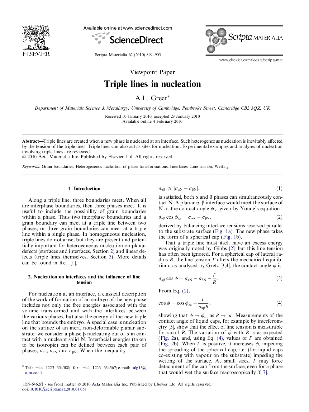 Triple lines in nucleation